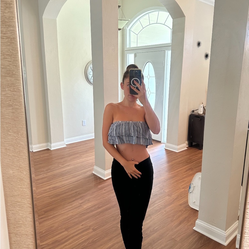 Blue and white tube top stripes